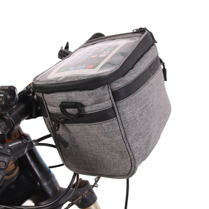 QJ Premium Canvas Bike Handlebar Bag - Large Capacity Durable Bicycle Front Storage Pouch, Multi-Functional Cycling Accessory with Shoulder Strap for Mountain Road Commuter  Bikes - Image 1