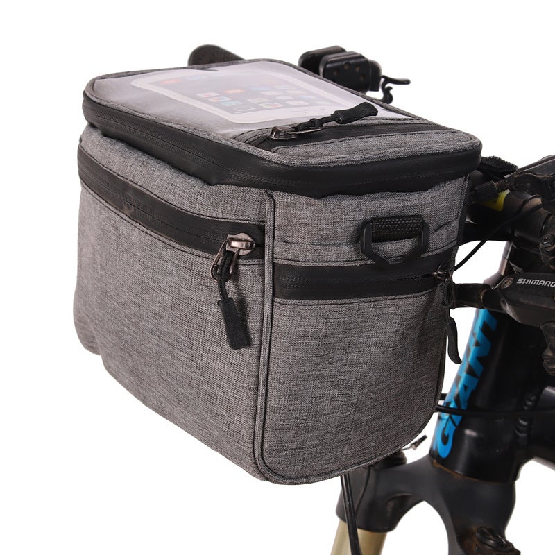 QJ Premium Canvas Bike Handlebar Bag - Large Capacity Durable Bicycle Front Storage Pouch, Multi-Functional Cycling Accessory with Shoulder Strap for Mountain Road Commuter  Bikes - Image 2