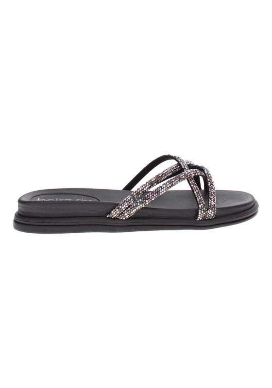 Beira Rio  Beira Rio Ladies Flat Sandals Black | Made In Brazil for Women | Best Price UAE