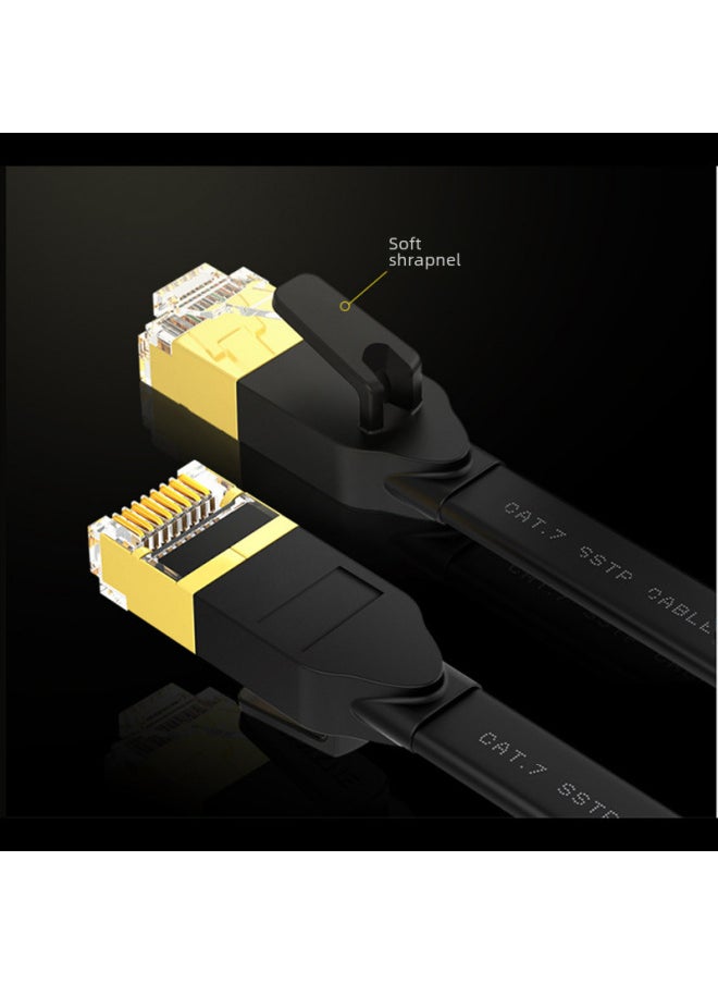 Generic Yonghang Seven Types Of Flat 10 Trillion Network Cable With Shielded Computer High-speed Cable Cat7 Finished Network Jumper-Color:Black-Line Length:20 Meters  - Image 5