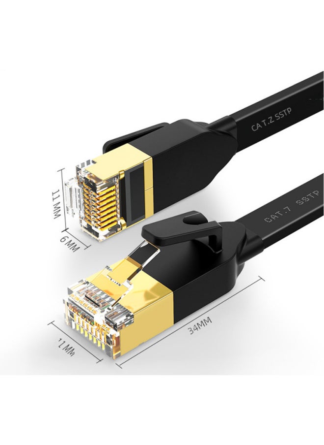 Generic Yonghang Seven Types Of Flat 10 Trillion Network Cable With Shielded Computer High-speed Cable Cat7 Finished Network Jumper-Color:Black-Line Length:20 Meters  - Image 4