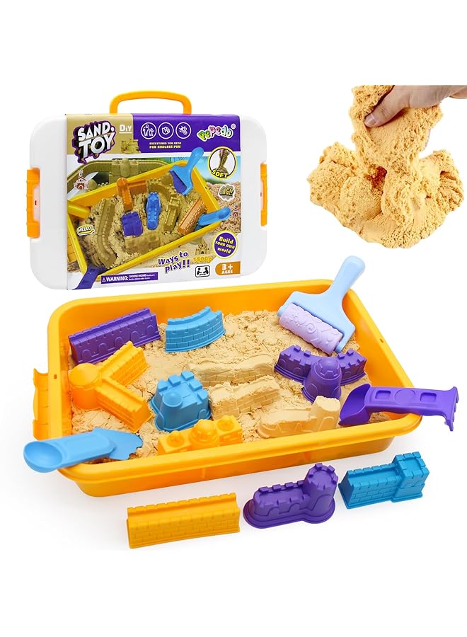 Sumkyle Kids Beach Sand Toys Set Sand Castle Toys With 2 Rollers 2 Shovels & 9 Molds Travel Sand Toys For Beach Sandbox For Toddlers Kids Baby Boys Girls - Image 1