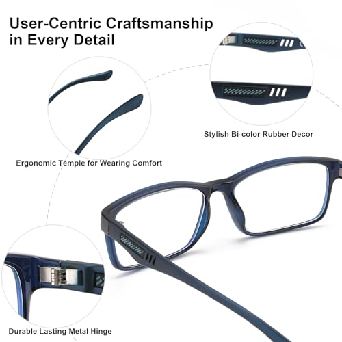 CARA OPTICAL CARA Extremely Lightweight Progressive Multifocus Reading Glasses for Men No-Line Blue Light Blocking Computer Readers 2Pack, 2.50x - Image 4