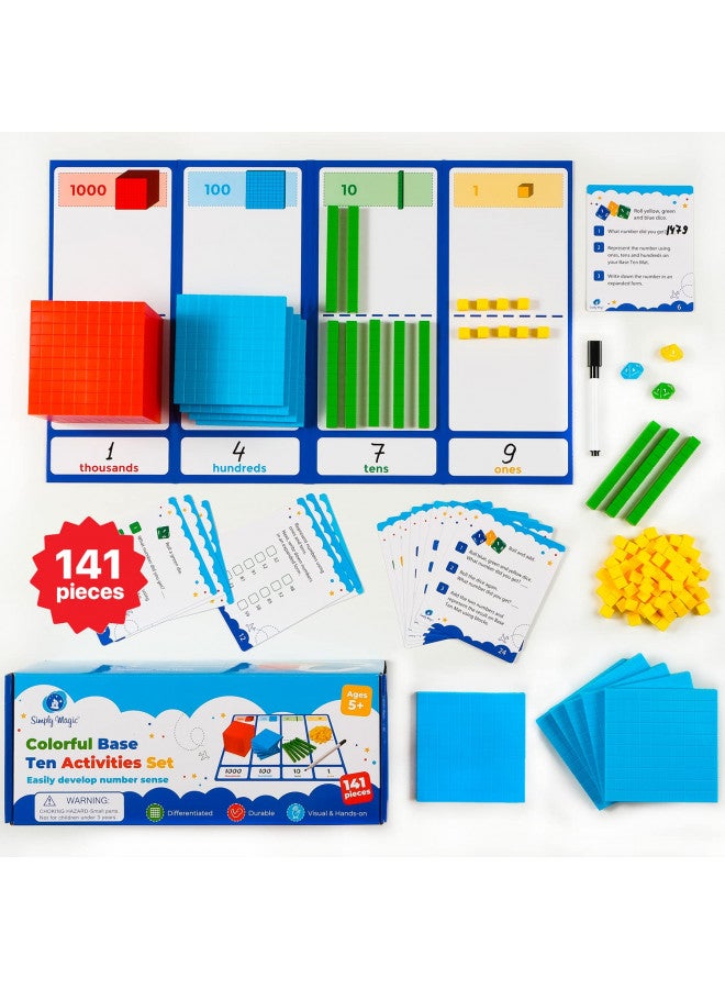 Simply magic 141 PCS Base Ten Blocks for Math - Math Manipulatives K-3, Unit Blocks 1st 2nd 3rd Grade, Counting Blocks - Kindergarten Set, Math Blocks Ones Tens Hundreds, Place Value Number Cubes - Image 1