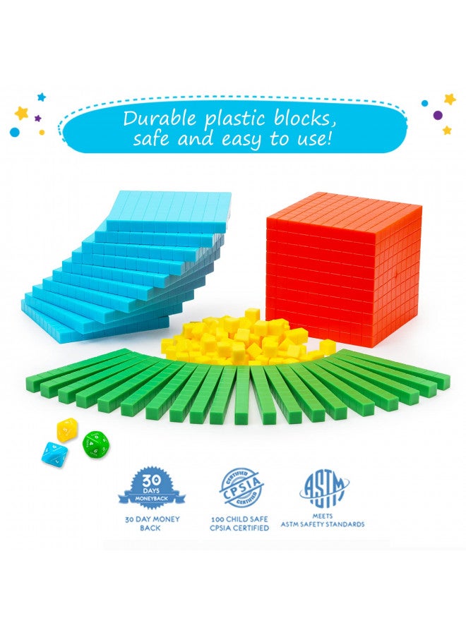 Simply magic 141 PCS Base Ten Blocks for Math - Math Manipulatives K-3, Unit Blocks 1st 2nd 3rd Grade, Counting Blocks - Kindergarten Set, Math Blocks Ones Tens Hundreds, Place Value Number Cubes - Image 4