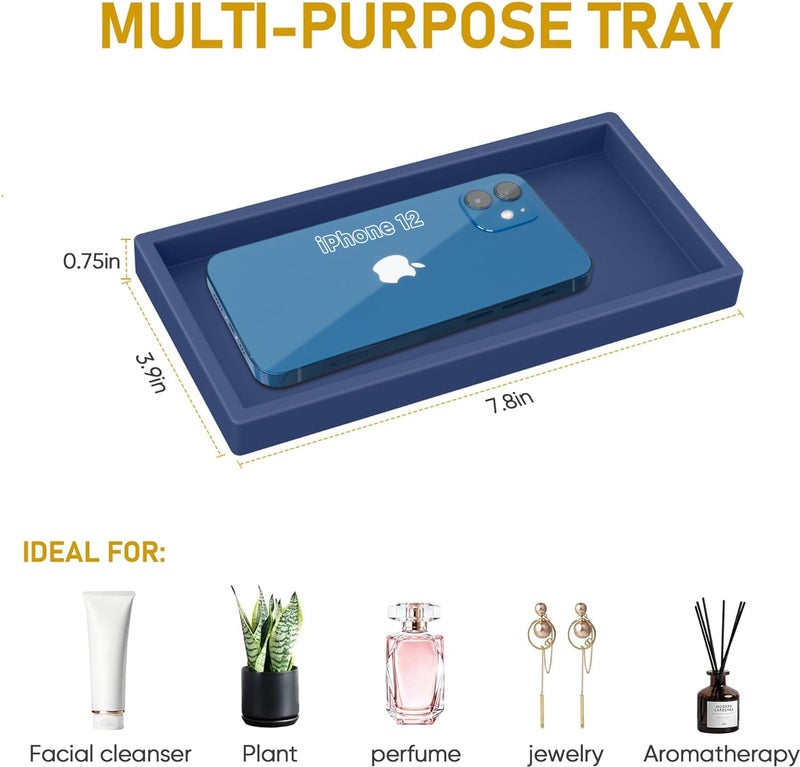 EG-SIPRO Silicone Vanity Tray - Thickened, Shatterproof, Rectangle - 7.8 * 3.9 in - For Counter, Soap Dispenser - Image 5
