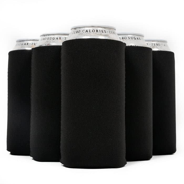 QualityPerfection Can Cooler Sleeves, 16 oz Neoprene Blank Beer Coolers (Pack of 6) Thick Fabric Tall Beer Collapsible Drink Coolies, Thermocoolers 16 Ounce Tall Boy (Black) - Image 1