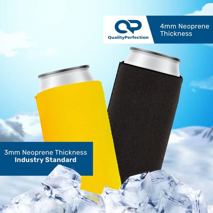 QualityPerfection Can Cooler Sleeves, 16 oz Neoprene Blank Beer Coolers (Pack of 6) Thick Fabric Tall Beer Collapsible Drink Coolies, Thermocoolers 16 Ounce Tall Boy (Black) - Image 4