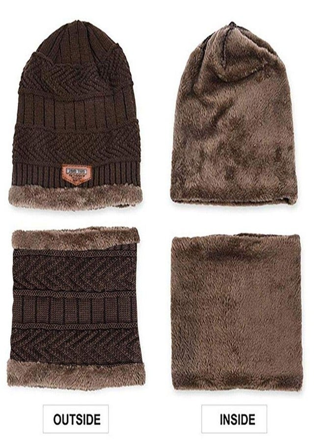 BeFall Winter Warm Hat Boy's & Girl's Outdoor Sports Hedging Hat Scarf Set Boys Girls (8-14 Years) Warm Fleece Cap Scarf Set Ski Equipment (Brown) - Image 4