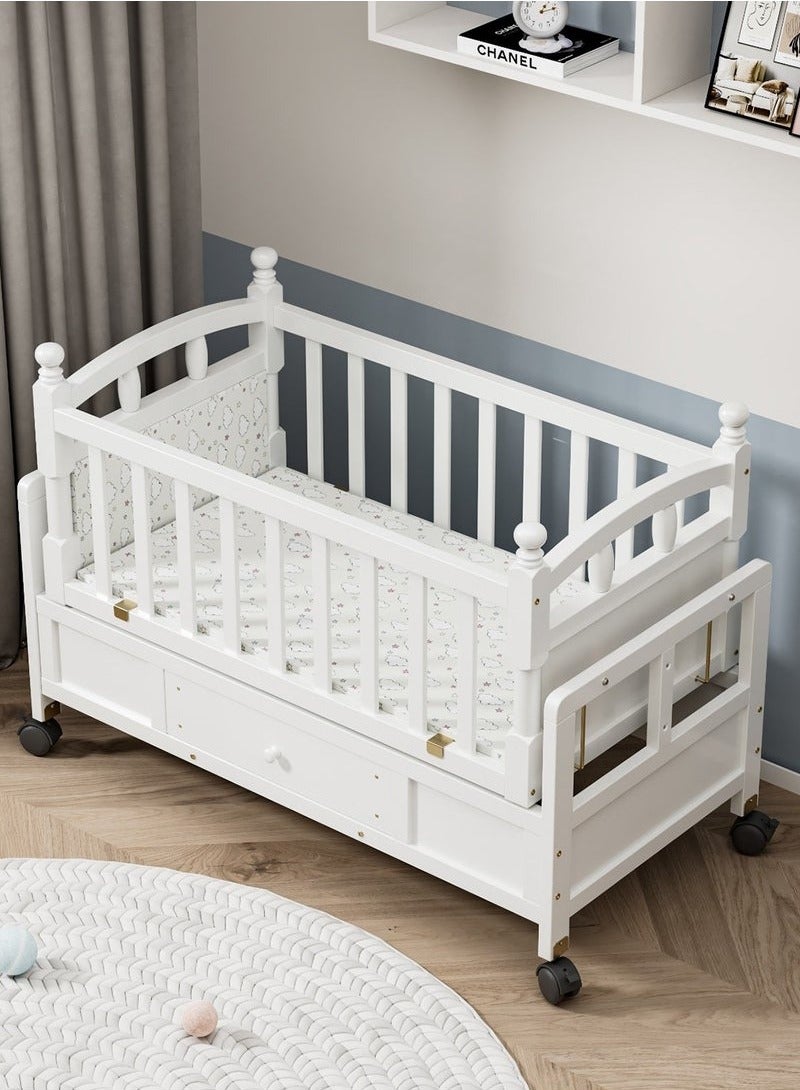 BABYCARA Baby Wooden Bed for New Born Swing and Wardrobe 95x45cm White Color  - Image 1