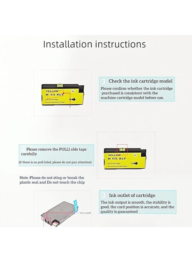 Terabyte Compatible Ink Cartridge Replacement for 938 938e for Officejet Pro 9120, 9120b, 9110b, 9130, 9130b 9720, 9730, printer Black/Magenta/Cyan/Yellow 4-Pack - Image 4