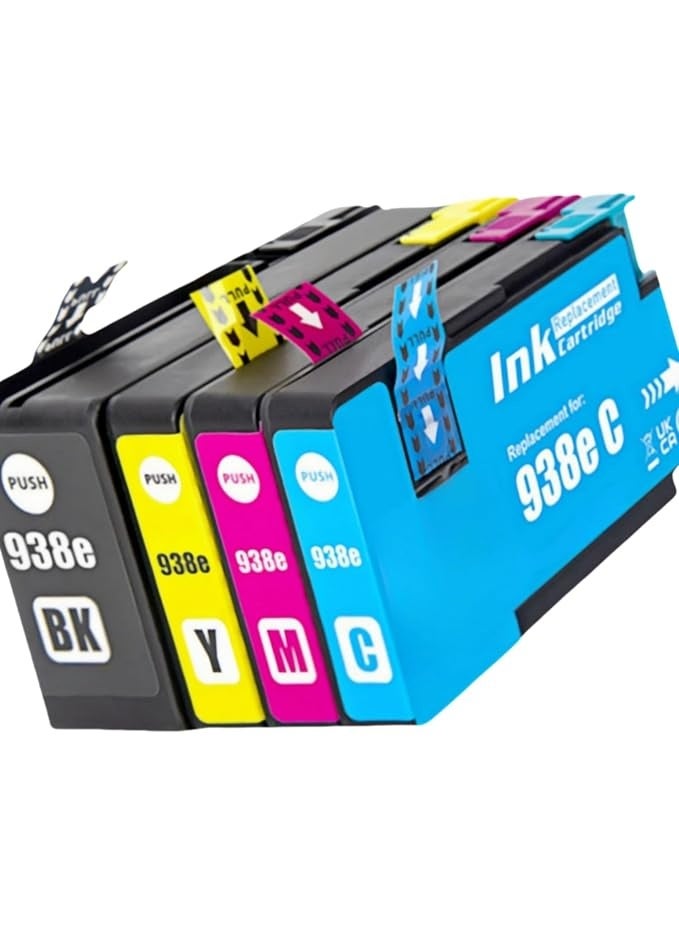 Compatible Ink Cartridge Replacement for 938 938e for Officejet Pro 9120, 9120b, 9110b, 9130, 9130b 9720, 9730, printer Black/Magenta/Cyan/Yellow 4-Pack