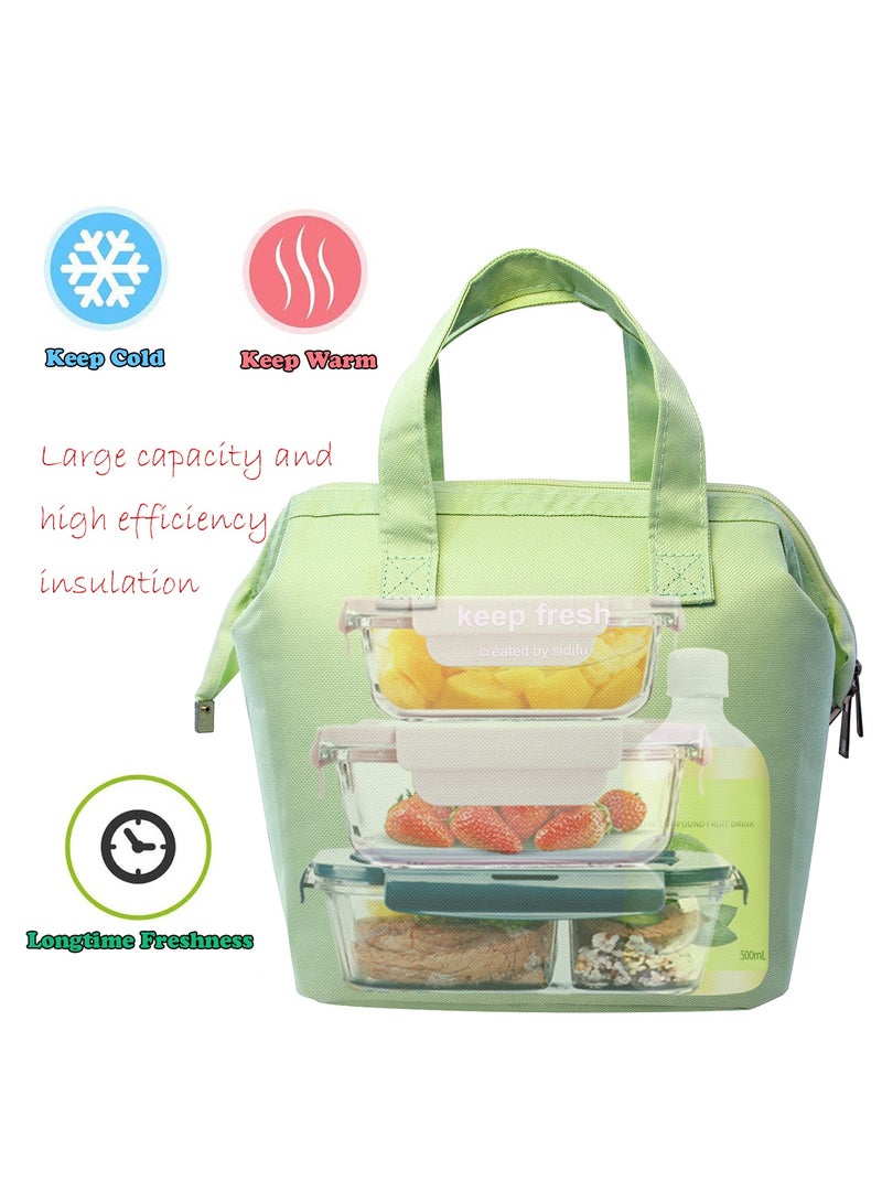Jacone Green Reusable Insulated Lunch Bag Stylish Bento Lunch Bag Water-resistant Lunch Tote Bag Lunch Box Containers for Women Men Adults Work Picnic - Image 2