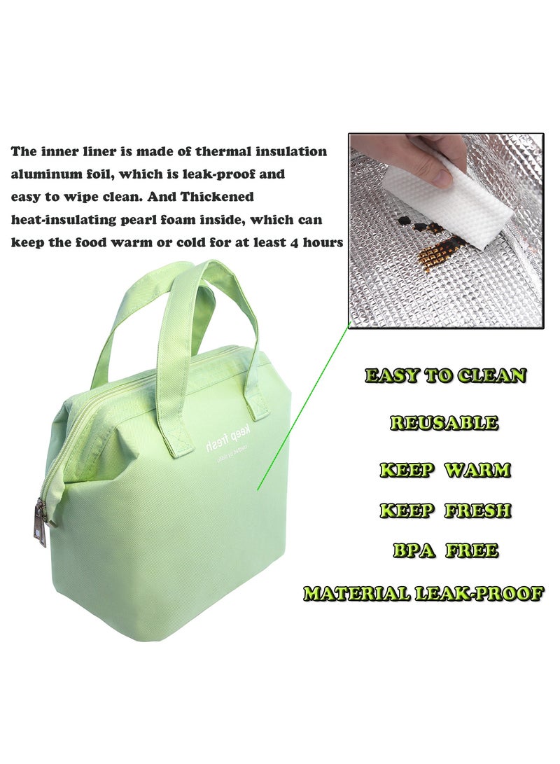 Jacone Green Reusable Insulated Lunch Bag Stylish Bento Lunch Bag Water-resistant Lunch Tote Bag Lunch Box Containers for Women Men Adults Work Picnic - Image 3