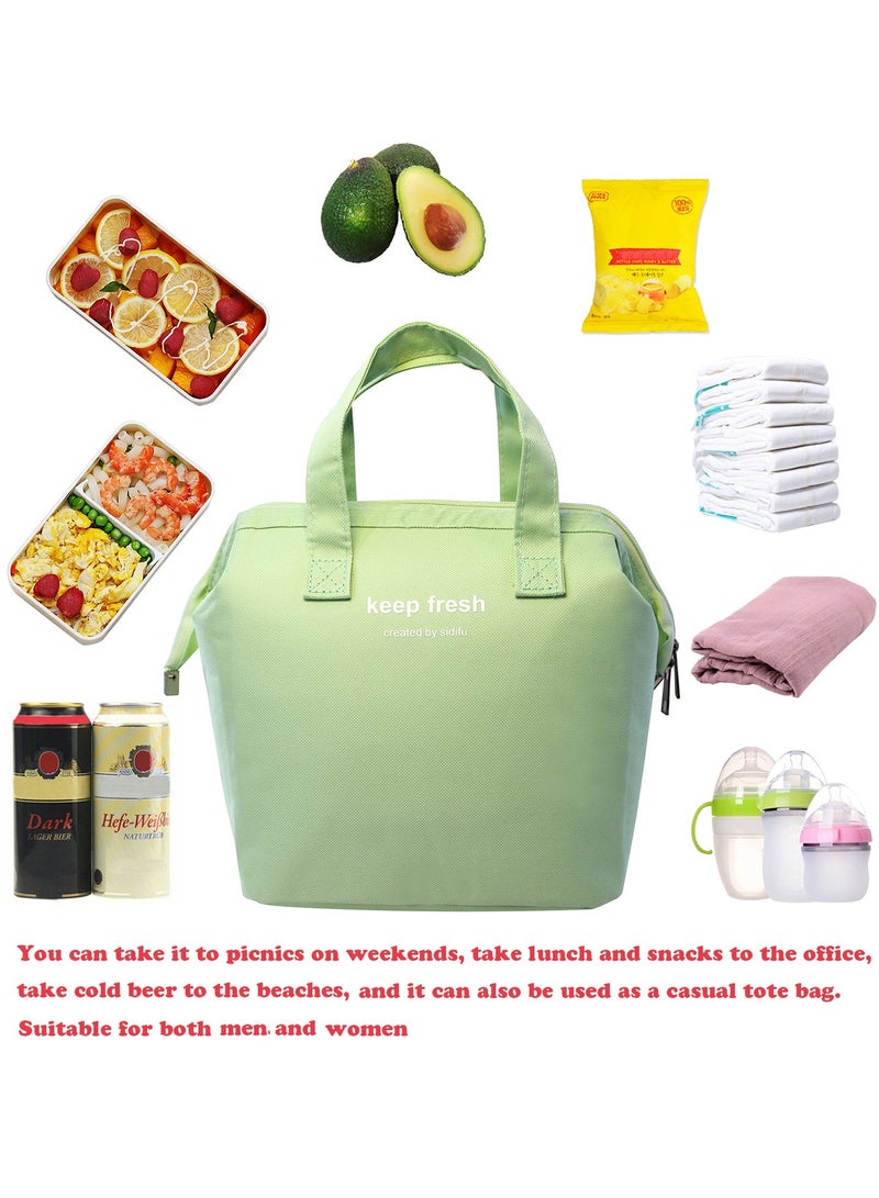 Jacone Green Reusable Insulated Lunch Bag Stylish Bento Lunch Bag Water-resistant Lunch Tote Bag Lunch Box Containers for Women Men Adults Work Picnic - Image 4