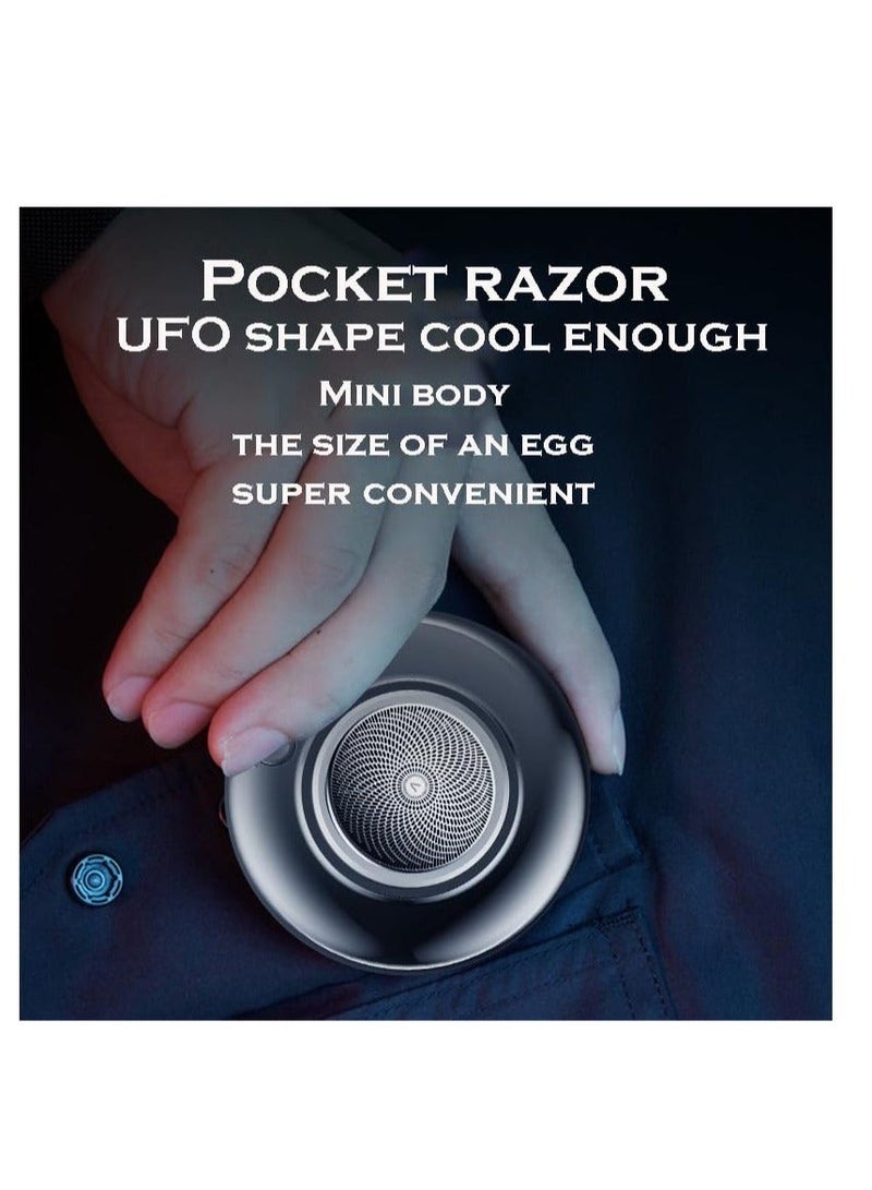 Mini Shaver, Type C Portable Electric Dry Shave & Wet Razor for Men, Pocket-Size Shaver Car, USB Rechargeable Waterproof (Gradient Blue Silver) - Image 3