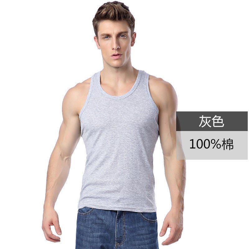Longsha vest men''s summer cotton youth slim base breathable solid color men''s sports fitness vest wholesale - Image 1