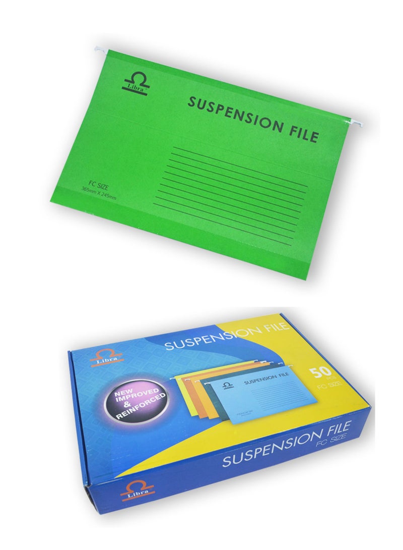 Libra Foolscap Suspension File 230gsm Light Green, 50pcs - Image 1