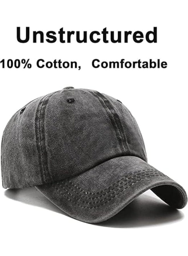 2 Pcs Unisex Baseball Cap, Cotton Vintage Washed Distressed Baseball Cap, Low Profile Unstructured Baseball Hat, Adjustable Dad Golf Hat for Men Women - Image 3