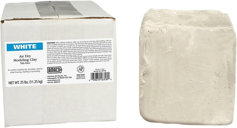 Amaco طين جاف هوائي AMACO AMA46318R 25 رطل لون أبيض قد يختلف