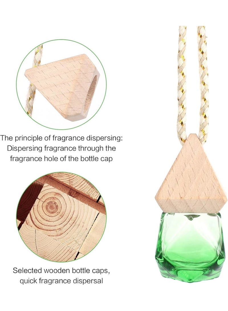 Cobest Hanging Car Perfume Bottle Diffuser for Aroma Oils 5 Pack 8ml Refillable Glass Air Freshener Bottles with Wood Cap and String for Rearview Mirror Home and Office Decoration Accessories - Image 3