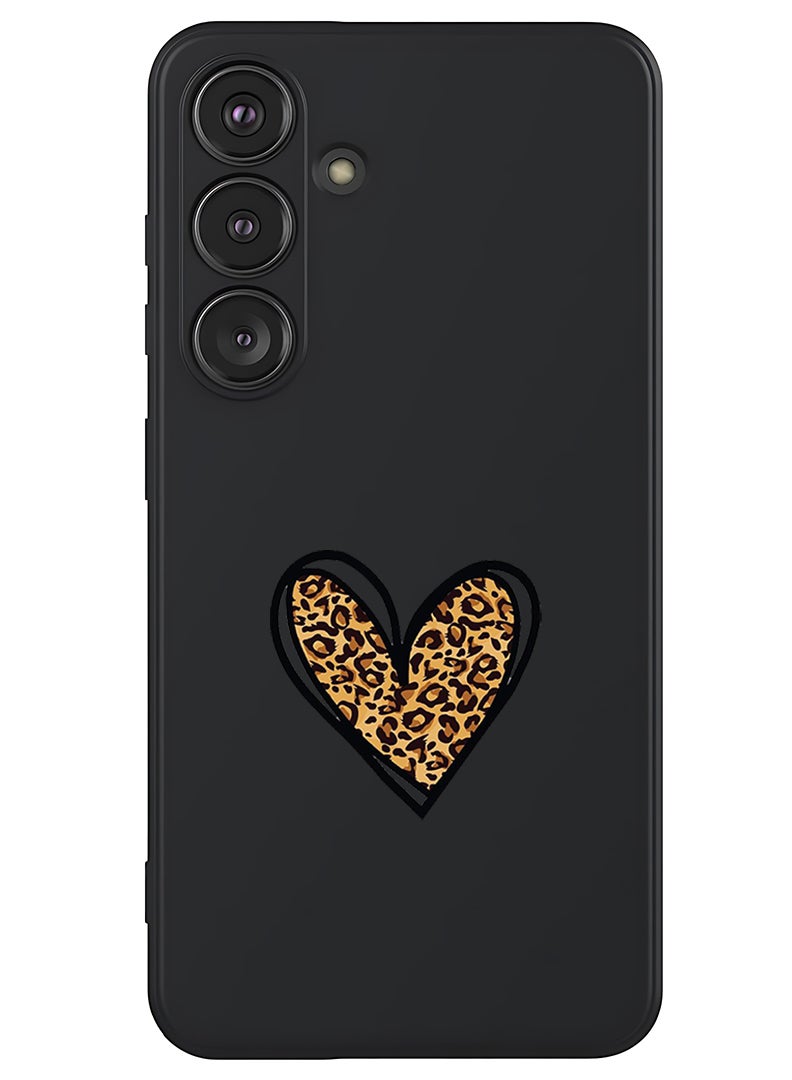 Theodor Protective Slim Fit Case Liquid Silicone Cover with Full Body Protection Anti-Scratch Shockproof Case For Samsung Galaxy S25 (Black) - leopard Print - Image 1