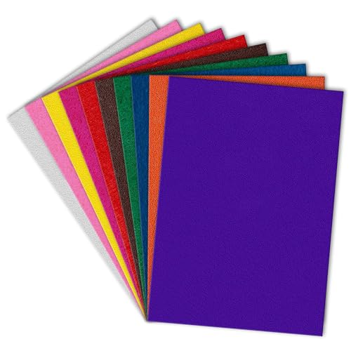 Lakeer A4 Felt Sheets – 1mm Thick, Multicolour Stiff Fabric, Pack of 10 Sheets, for DIY Crafts, Sewing, Scrapbooking, School Projects. - Image 1