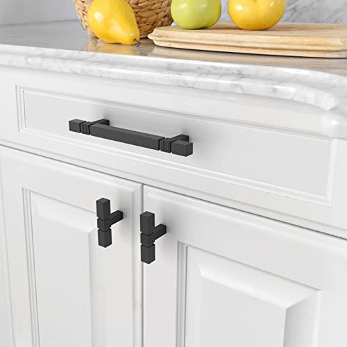 Amerdeco 10 Pack Matte Black Kitchen Cabinet Pulls 3-3/4 Inch Hole Centers Cabinet Hardware Kitchen Handles for Cabinets Cupboard Handles Drawer Pulls T Bar ZH0021 - Image 4