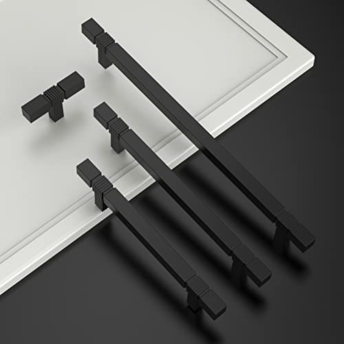 Amerdeco 10 Pack Matte Black Kitchen Cabinet Pulls 3-3/4 Inch Hole Centers Cabinet Hardware Kitchen Handles for Cabinets Cupboard Handles Drawer Pulls T Bar ZH0021 - Image 3