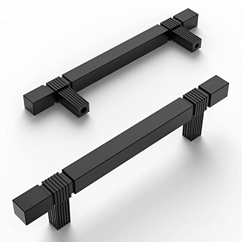Amerdeco 10 Pack Matte Black Kitchen Cabinet Pulls 3-3/4 Inch Hole Centers Cabinet Hardware Kitchen Handles for Cabinets Cupboard Handles Drawer Pulls T Bar ZH0021 - Image 1