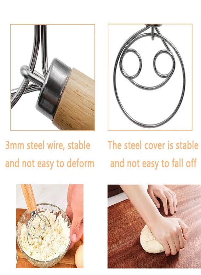 HISECOO Dough Whisk Stainless Steel Dough Whisk Dutch Style Bread Dough Hand Mixer Wooden Handle Kitchen Baking Tools Bread Making Tools - Image 5