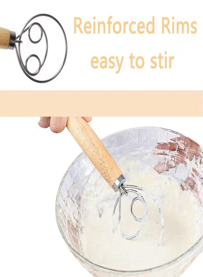 HISECOO Dough Whisk Stainless Steel Dough Whisk Dutch Style Bread Dough Hand Mixer Wooden Handle Kitchen Baking Tools Bread Making Tools - Image 2