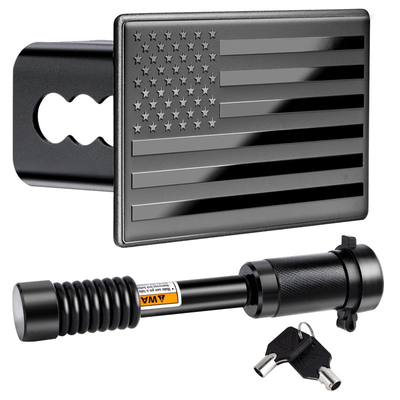 METOWARE Trailer Hitch Covers Heavy American Flag Metal Hitch Cover for 2 Inch Receivers Tow Hitch Covers for Trucks Accessories with AntiRattle 58Inch Diameter Hitch Lock