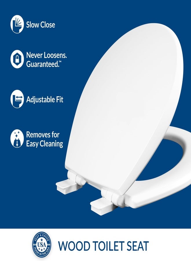 Mayfair Cassel Slow Close Toilet Seat, Easy Clean, Non Slip Premium Wood Seat, Easy Install, Made in USA, Round, White - Image 2