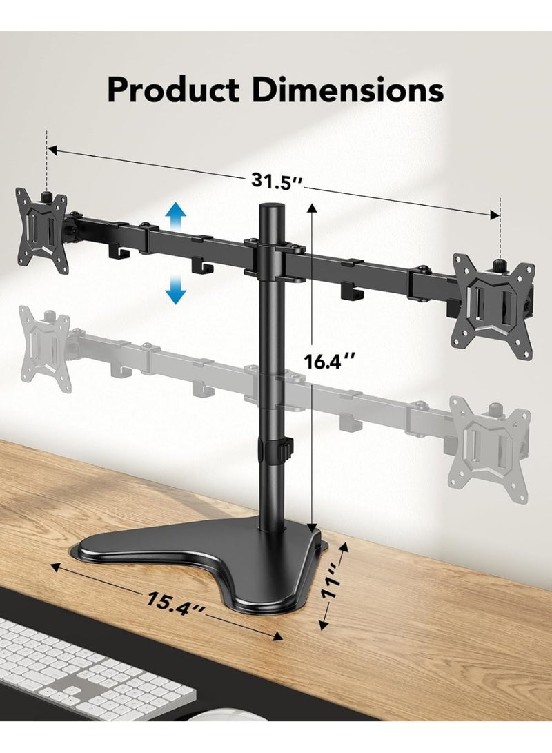Dual Arm Mobile Monitor Stand – Adjustable Height for 13–32" Dual Screens – Two Installation Options – VESA 75/100 Compatible - Image 2