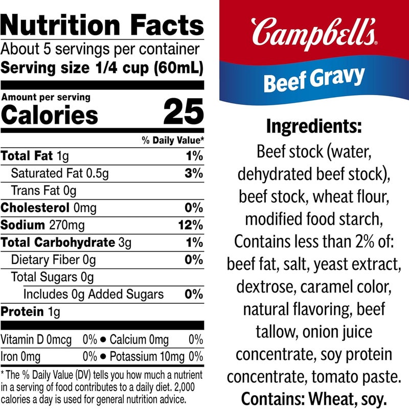 Campbell's Beef Gravy, Savory Brown Gravy Made with Real Beef Stock, 10.5 Oz Can - Image 2