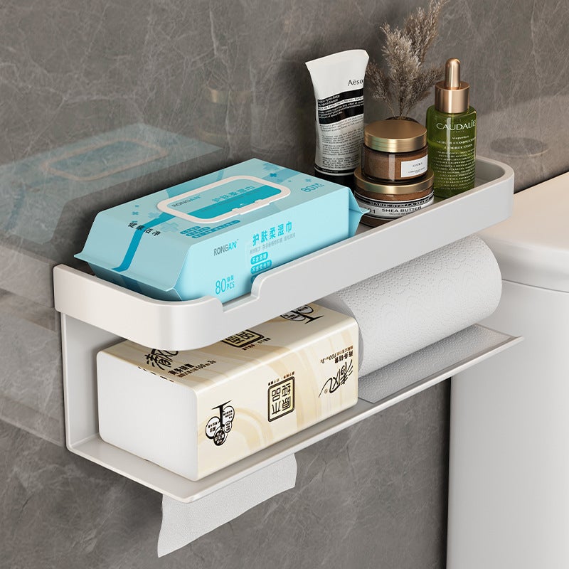 Toilet Tissue Box Rack Toilet Paper Box Punch-Free Wall-Mounted Bathroom Toilet Paper Holder Household Roll Paper Holder - Image 2
