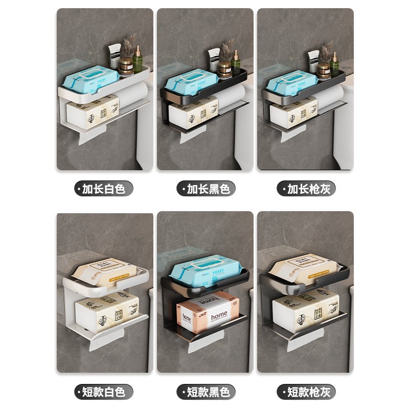 Toilet Tissue Box Rack Toilet Paper Box Punch-Free Wall-Mounted Bathroom Toilet Paper Holder Household Roll Paper Holder - Image 3