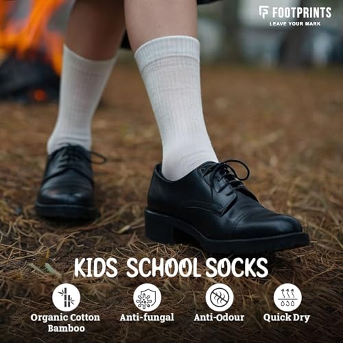 FOOTPRINTS Kids Organic Cotton School Socks - Unisex - Calf length- Pack of 3 (Black)- Extra soft and Breathable (5-8 Years) - Image 5