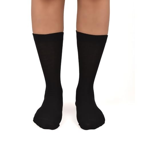 FOOTPRINTS Kids Organic Cotton School Socks - Unisex - Calf length- Pack of 3 (Black)- Extra soft and Breathable (5-8 Years) - Image 2