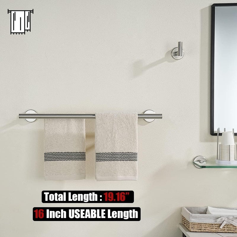 JQK Double Bath Towel Bar, 19 Inch 304 Stainless Steel Thicken 0.8mm Towel Rack Bathroom, Towel Holder Brushed Finished Wall Mount, Useable Length 16 Inch, TB100L16-BN - Image 3