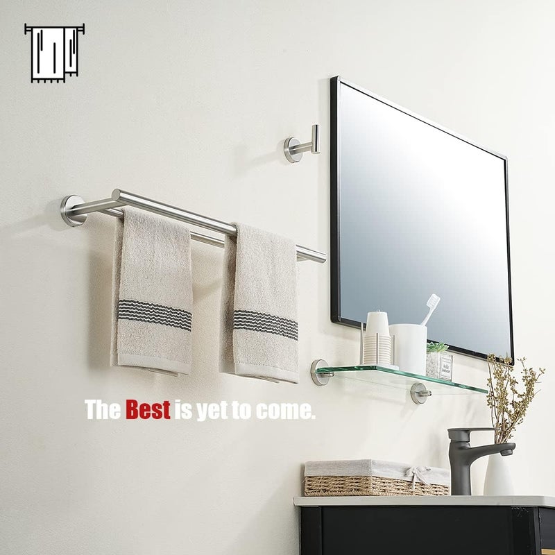 JQK Double Bath Towel Bar, 19 Inch 304 Stainless Steel Thicken 0.8mm Towel Rack Bathroom, Towel Holder Brushed Finished Wall Mount, Useable Length 16 Inch, TB100L16-BN - Image 4