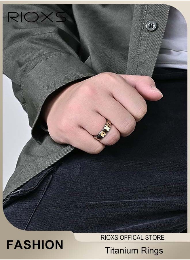 RIOXS - Moon Star Rotatable Titanium Rings Anti Anxiety Stress Relief Spinner for Men and Boys - Image 1