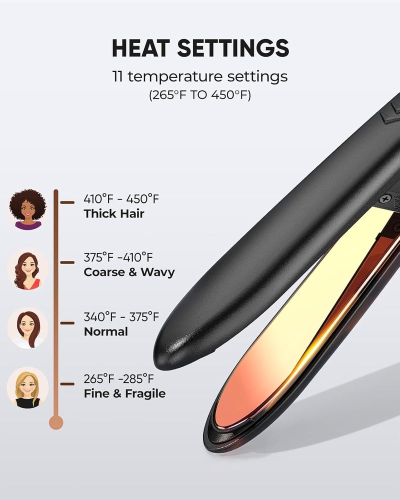 Vanessa PRO Flat Iron Hair Straightener, 100% Pure Titanium Flat Iron for One Pass to Achieve a Sleek Look, Curls Beautifully & Straightens Well - 1 inch - Image 4