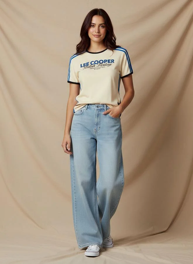 لي كوبر Lee Cooper Wide Leg Flexi Waist Jeans