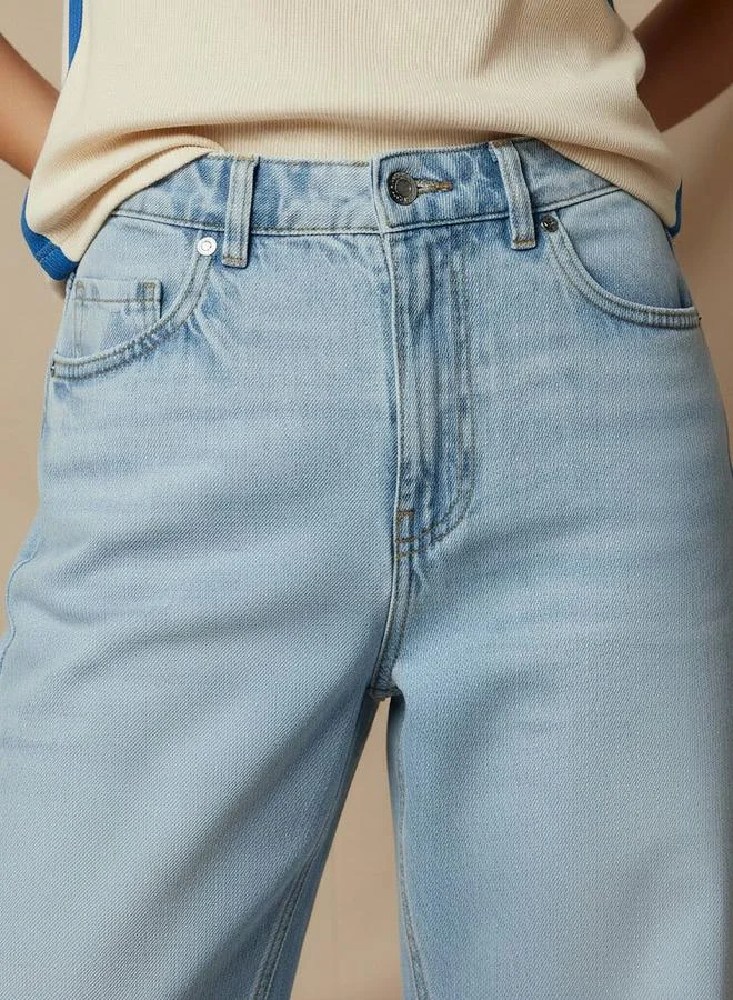 لي كوبر Lee Cooper Wide Leg Flexi Waist Jeans