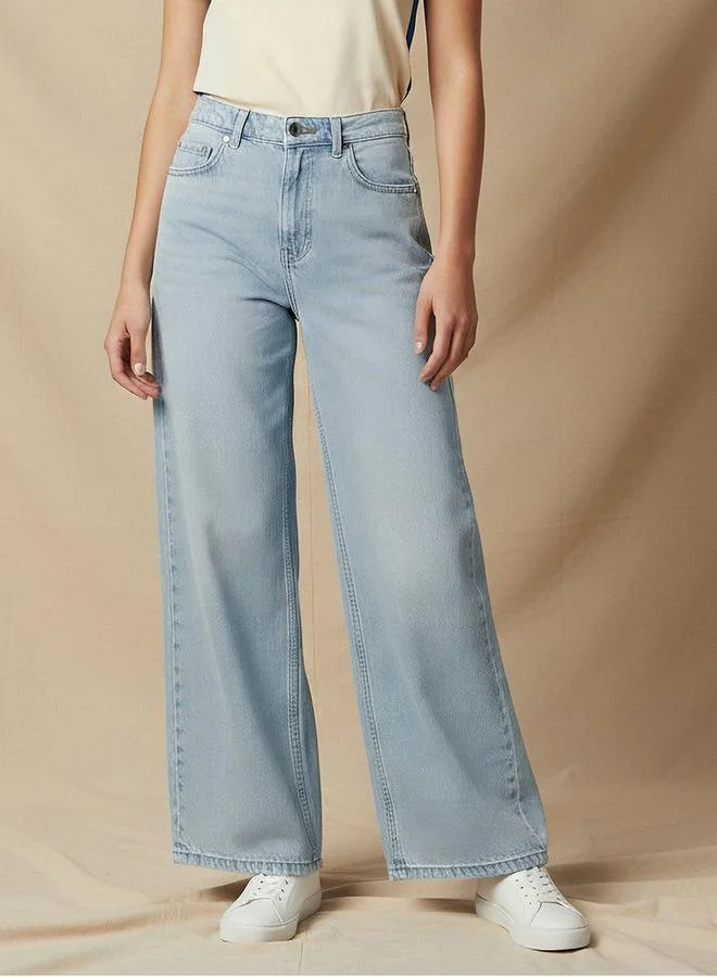 لي كوبر Lee Cooper Wide Leg Flexi Waist Jeans