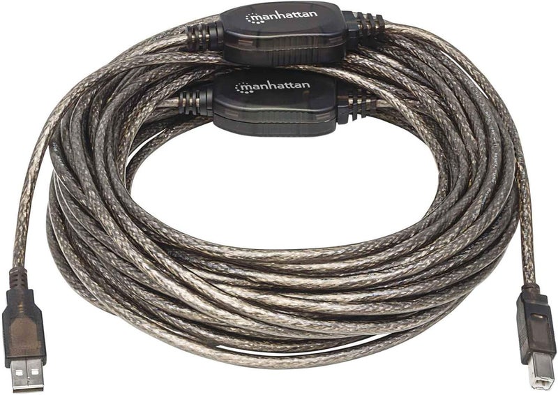Manhattan USB-A to USB-B Cable, 15m, Male to Male, Active, Black, 480 Mbps (USB 2.0), Built-in Chipset With Amplification, Hi-Speed USB, Three Year Warranty, Polybag - Image 4