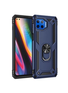 HuHa Case Cover For For Motorola Moto G 5G Plus Shockproof TPU + PC Protective Case with 360 Degree Rotating Holder(Blue) 
