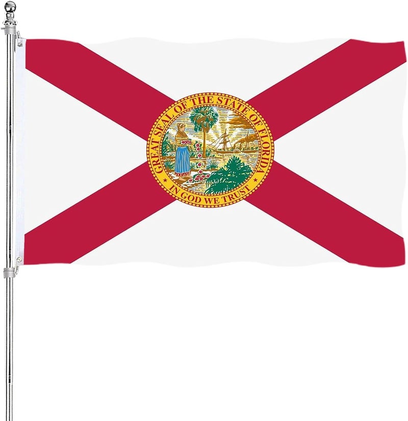 ARSOF Embroidery Florida State Flag 3X5 Double Sided Outdoor Heavy Duty with Durable Canvas Header and 2 Brass Grommets Vivid Colors FL Flags - Image 1